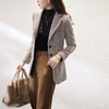 Houndstooth Woolen Suit Jacket Women's Mid-Long Slim Temperament Suit Jackets Female Biazer Femme Elegant Mujer Blousers 790