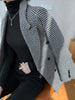 Houndstooth suit jacket ladies 2022 spring Korean loose retro British style jacket