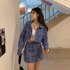 Houndstooth sweet and spicy fried street suit autumn Korean version 2022 design loose short long-sleeved jacket women