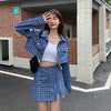Houndstooth sweet and spicy fried street suit autumn Korean version 2022 design loose short long-sleeved jacket women