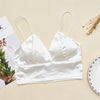 Hrners Sexy Satin Crop Tops Women 2022 Wireless Bralette Crochet Top Spaghetti Strap T-shirt Cropped With Chest Padded Camisole