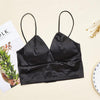 Hrners Sexy Satin Crop Tops Women 2022 Wireless Bralette Crochet Top Spaghetti Strap T-shirt Cropped With Chest Padded Camisole