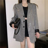 Hstar Sequin Fried Street Small Suit Women's Spring Autumn Korean Loose Design Blazer 2023 Drape Jacket Office Lady