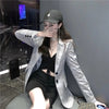 Hstar Sequin Fried Street Small Suit Women's Spring Autumn Korean Loose Design Blazer 2023 Drape Jacket Office Lady