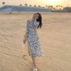 Hu Chuliang 2022 summer Floral Chiffon gentle fairy Beach Resort dress