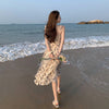Hu Chuliang 2022 summer Floral Chiffon gentle fairy Beach Resort dress
