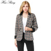 Hua Shang Women Plaid Blazers And Jackets Suit Ladies Pacthwork Collar Work Wear Office Blazer Plus Size Female Outerwear Coat