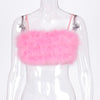 Hugcitar 2022 fake fur patchwork sleeveless tube sexy crop tops autumn winter women pink streetwear pur outfits camis
