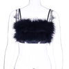 Hugcitar 2022 fake fur patchwork sleeveless tube sexy crop tops autumn winter women pink streetwear pur outfits camis