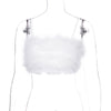 Hugcitar 2022 fake fur patchwork sleeveless tube sexy crop tops autumn winter women pink streetwear pur outfits camis