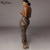 Hugcitar Leopard Print Sleeveless V-Neck Sexy Midi Dress Spring Women Streetwear 2023 Christmas Party Outfits