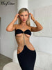 Hugcitar Pure Color Chain Halter Bandage Long Sleeve Backless Revealing Slim Maxi Dress 2023 Fall Women Elegant Y2K