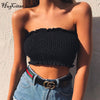 Sexy Off Shoulder Women sleeveless ruched tank Top Slash Neck Crop Black White red Tube Tops free size high elasticity