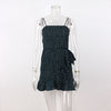 Spaghetti straps slash neck dots bandage high waist dresses 2022 woemn fashion ruffles summer dress