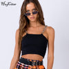 Hugcitar chains spaghetti straps neon green Canale patchwork sexy camis 2022 summer women club party streetwear female crop top