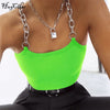 Hugcitar chains spaghetti straps neon green Canale patchwork sexy camis 2022 summer women club party streetwear female crop top