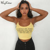 cotton spaghetti straps letters print tank top 2022 women yellow sexy fashion camis