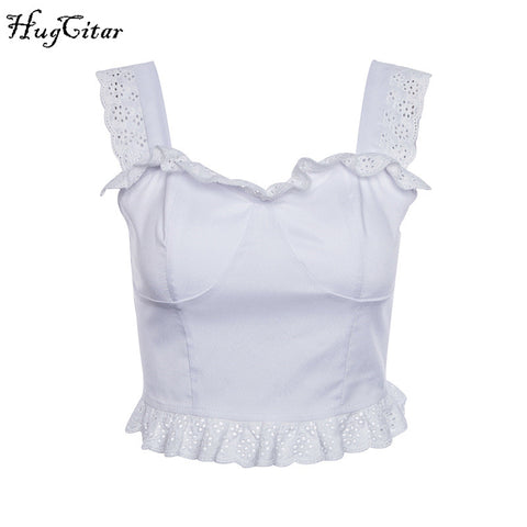 lace zipper patchwork spaghetti straps tank top 2022 women white solid slash neck sexy camis female fashion crop tops
