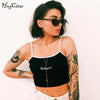 letters Embroidery spaghetti straps patchwork sexy crop tops 2022 summer women fashion camis