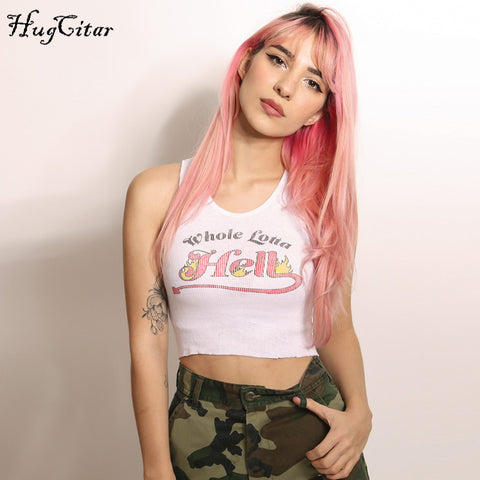 letters print tank top 2022 women fashion sexy crop top casual female sleepwear tees