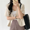 HziriP 2022 Chic V-Neck Retro Summer Stylish Office Lady Femme Gentle Streetwear Solid Short Sleeves All-Match Blazers