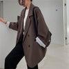 HziriP 2022 Plus Size Tops Retro Loose Coats Casual OL Autumn Office Lady Blazers Solid Vintage Full Sleeves Jackets