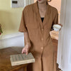HziriP 2022 Stylish Cotton Linen Retro Women Summer Chic Elegant Blazers+ High Waist Loose Casual Skirts Suits 2 Piece Sets