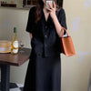 HziriP 2022 Stylish Cotton Linen Retro Women Summer Chic Elegant Blazers+ High Waist Loose Casual Skirts Suits 2 Piece Sets
