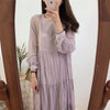 HziriP 2022 Women Maxi Dress Autumn Vintage Chiffon Draped Elegant Sweet Gentle Sashes A-Line Princesses Long Brief Soft