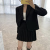 HziriP Autumn 2 Piece Sets Pleated Mini Skirts Sexy Solid Streetwear Slim Blazers All Match Vintage Stylish Slim Plus Suits