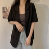 HziriP Black Summer Solid Chic Thin Loose 2022 Party Outwear Jackets Prom Gentle Casual Femme Oversize  Blazers