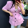 HziriP Chic Office Lady 2022 Gentle Casual Short Sleeves Solid Woolen Leisure Women Loose All Match Brief Sashes Belt Blazers