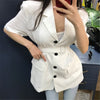 HziriP Chic Office Lady 2022 Gentle Casual Short Sleeves Solid Woolen Leisure Women Loose All Match Brief Sashes Belt Blazers