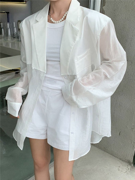 HziriP Elegant Loose Full Sleeve Sunscreen Women Blazers Thin Summer 2023 Casual Lady Chic All Match High Street Jackets