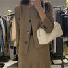 HziriP  Gentle Sweet Slim Suits Casual Solid Chic OL Blazers Autumn Lady High Waist A-line Skirts Two Pieces Sets