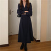 HziriP Notched Single Breasted Women Suit Dress Minimalist Autumn Dress Elegant OL Long Sleeve Solid Long Dresses Vestidos