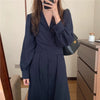 HziriP Notched Single Breasted Women Suit Dress Minimalist Autumn Dress Elegant OL Long Sleeve Solid Long Dresses Vestidos