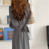 HziriP Notched Single Breasted Women Suit Dress Minimalist Autumn Dress Elegant OL Long Sleeve Solid Long Dresses Vestidos