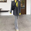 HziriP OL Solid BF Style Notched Blazer Women Jacket 2023 Autumn Casual Formal Long Sleeve Loose Blazers Suit Coat Female