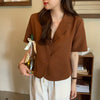 HziriP Outwear All Match 2022 Casual Elegant Femme Vintage OL Office Ladies Coats Retro Tops Short Sleeve Blazer Jackets