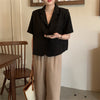 HziriP Outwear All Match 2022 Casual Elegant Femme Vintage OL Office Ladies Coats Retro Tops Short Sleeve Blazer Jackets