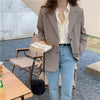 HziriP Retro Houndstooth Blazers Plus Size Elegant High Street 2023 Autumn Chic Plaid Gentle Lady Slim Loose Women Coats