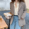 HziriP Retro Houndstooth Blazers Plus Size Elegant High Street 2023 Autumn Chic Plaid Gentle Lady Slim Loose Women Coats