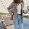 HziriP Retro Houndstooth Blazers Plus Size Elegant High Street 2023 Autumn Chic Plaid Gentle Lady Slim Loose Women Coats