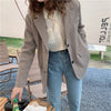 HziriP Retro Houndstooth Blazers Plus Size Elegant High Street 2023 Autumn Chic Plaid Gentle Lady Slim Loose Women Coats