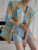 HziriP Summer Plaid Women Coats Stylish Oversize Office Lady Work Wear Slim High Street Short Sleeve Casual Jackets
