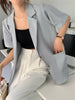 HziriP Summer Thin Women Blazers Elegant Short Sleeve Minimalist 2023 OL Lady All Match Loose Casual Coats