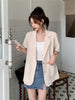 HziriP Summer Thin Women Blazers Elegant Short Sleeve Minimalist 2023 OL Lady All Match Loose Casual Coats