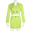 IAMHOTTY Elegant Women Suits Office Sets Skirt Green Casual Office Uniform Women Mini Skirt And Long Sleeve Blazer Sets
