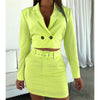 IAMHOTTY Elegant Women Suits Office Sets Skirt Green Casual Office Uniform Women Mini Skirt And Long Sleeve Blazer Sets